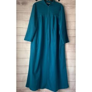 Vintage Saybury II Teal Blue Long Robe Duster House Coat Long Sleeve Plush
